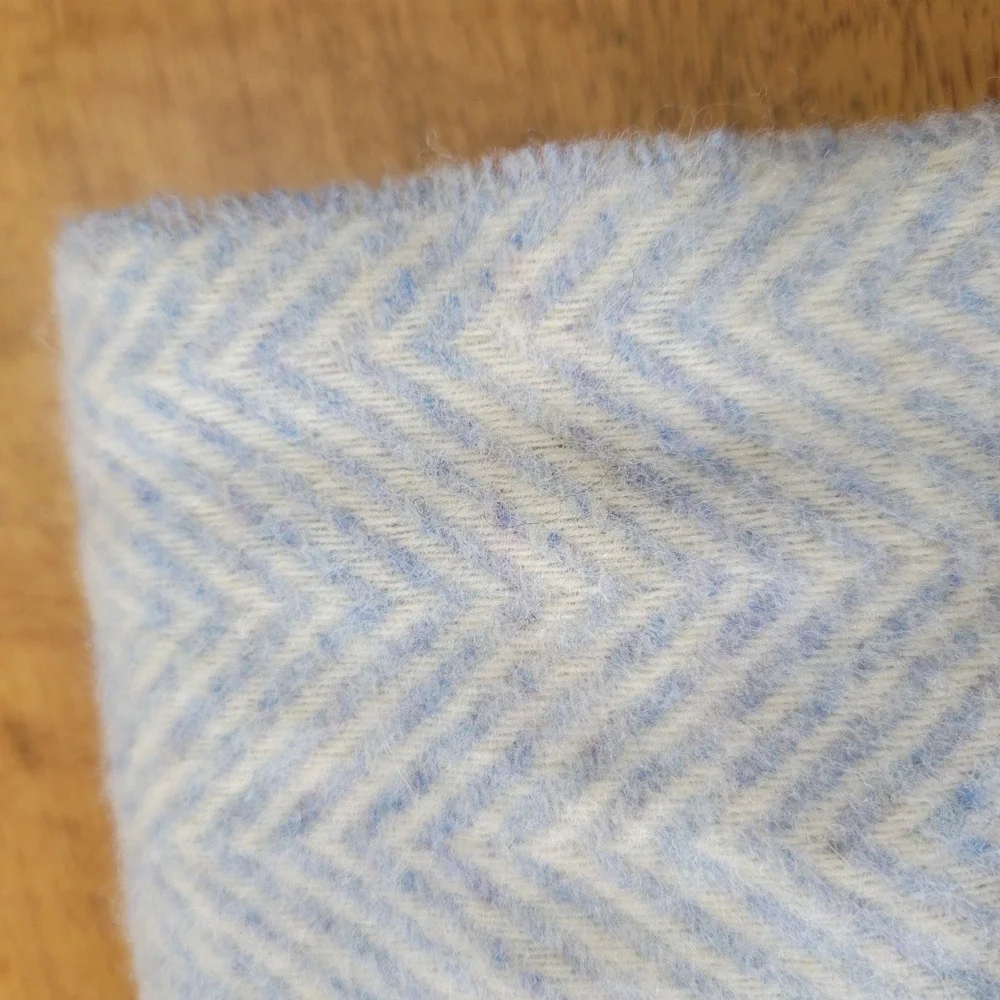Lauren Ralph Lauren Scarf Womens OS Blue Herringbone 100% Lambswool Fringe UK